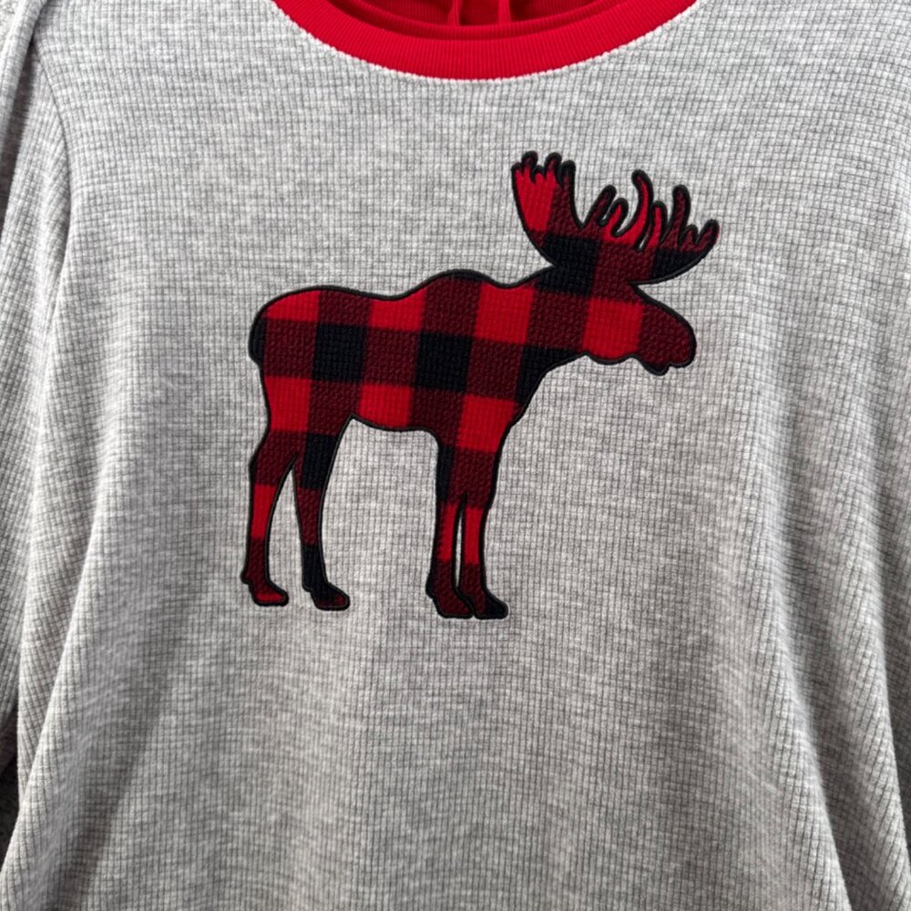 Eddie Bauer Moose Print Pajama Red Black Buffalo Plaid Set Size Large - Picture 3 of 9